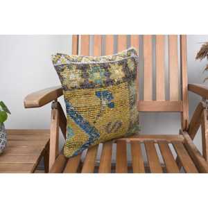 หมอนผ้าขนแกะสีเหลืองสไตล์วินเทจแบบชนบทขนาด14x14นิ้วหมอนผ้าทอมือ - Product Image 2