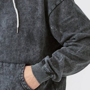 Sudadera con capucha Black Acid Wash Cuello redondo Logotipo personalizado Diseñado Ropa de invierno para hombres y mujeres Material de poliéster/algodón antiarrugas - Product Image 6