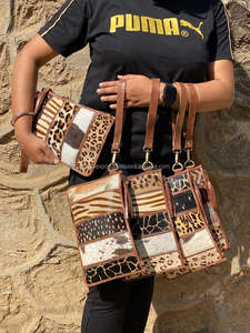 กระเป๋าคลัทช์หนังรีไซเคิลจริงหนังใช้หลายกระเป๋าผู้หญิงสัตว์พิมพ์หนังกระเป๋าสตางค์เหรียญกระเป๋าสตางค์ - Product Image 5