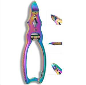 Pince à ongles à cuticule pointue de couleur arc-en-ciel Double ressort avec poignée en or de ZACHARY INDUSTRIES - Product Image 1