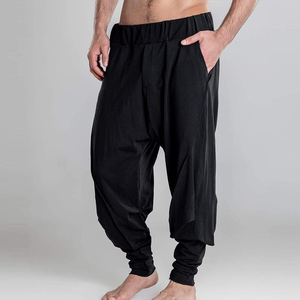 Pantalones informales negros de talla grande para hombre, mezcla de algodón personalizada, tira de Color de lado alto, decoración holgada de invierno - Product Image 2