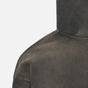 เสื้อฮู้ดดี้โอเวอร์ไซส์ผ้าฝ้ายคุณภาพสูง 100% ล้างสีแบบ Acid Wash สีพื้น  รับสกรีนโลโก้ เสื้อผ้าสตรีทแวร์ผู้ชาย ผ้าฟลีซ ระบายอากาศได้ดี เหมาะสำหรับฤดูใบไม้ผลิ - Product Image 4