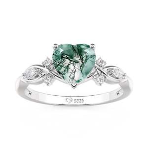 Jeulia 18K Gold Plated Infinity Heart Moss Agate <b>Opening</b> Engagement <b>Ring</b> - Product Image 3