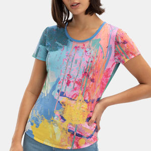 2023 tendance de haute qualité femmes à manches courtes t-shirts OEM personnalisé imprimé col rond écologique approvisionnement direct - Product Image 3