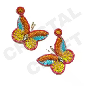 Style Vintage pour Smiley drapeau boucles d'oreilles perlées pour les femmes Orange blanc bleu couleur tissu matériel pour patriotique Memorial Day - Product Image 6