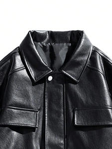 Veste en cuir fabriquée en usine à prix raisonnable du service OEM Vestes en cuir Pu de haute qualité pour hommes - Product Image 2