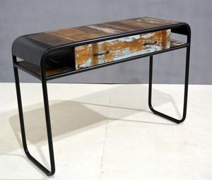 Mesa de consola de madera maciza reciclada de estilo moderno para el hogar o el hotel Mesa de café práctica o mesa auxiliar con características de almacenamiento - Product Image 2