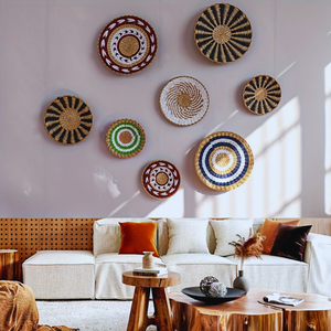 Décoration murale ronde tissée Fabrication à la main Perfection Décoration murale moderne naturelle Artisanat Couleur personnalisée Fabriqué au Vietnam Fabricant - Product Image 3