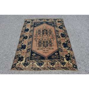 Antique Brown Black 3.6 X 5.6 ft <b>Turkish</b> <b>Rug</b> Classic Large Area Wool Seagrass Latex Rectangular Patchwork for Hallway Room Decor - Product Image 1