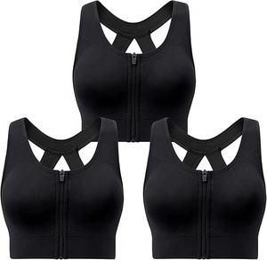 Sujetador deportivo de alta calidad con cremallera frontal, chaleco de yoga transpirable con espalda de malla y relleno extraíble, sujetador para entrenamientos. - Product Image 2