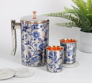 Wholesale Best Price Copper Water Jug with Eco-Friendly Glasses Customized Printed Restaurant Hotel Drinking Use Metal Material - Product Image 2