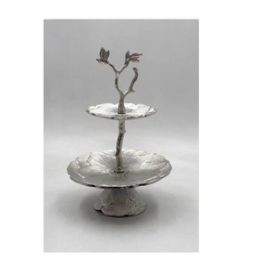 แท่นวางเค้ก2ชั้นอลูมิเนียมทรงกลมสำหรับตกแต่งเค้กหรูหรา - Product Image 3