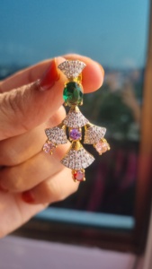สร้อยคอหลายพลอยเงินแท้ 925 พร้อมสร้อยคอเพชร Moissanite หลายสีและทรงกลม - Product Image 3