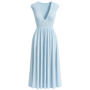 ชุดเดรสผู้หญิงลำลองทรงตรง ผ้าถักลายริบ คอทรงโอ แขนสั้น ผ้าไนลอน ความยาวปานกลาง สวมใส่สบาย ยืดหยุ่น ผลิตในเวียดนาม ขายส่ง - Product Image 1