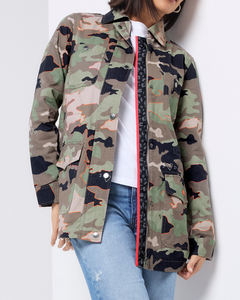 Chaqueta de Camuflaje para Mujer, Chaqueta Ligera de Camuflaje, Parka con Ribete de Cremallera Rosa Neón, Abrigo Informal de Moda para Primavera - Product Image 5