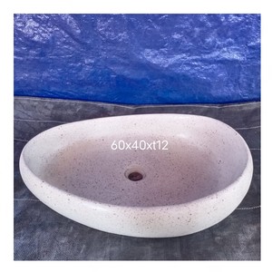 Lavabo de baño de terrazo de cemento de hormigón negro hecho a mano, lavabo de tocador de un solo orificio para uso en Hotel, diseño de encimera duradero - Product Image 6
