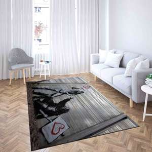 Tapis graffiti Banksy : Paix vs Amour, tapis d'appoint antidérapant, tapis en chenille - Product Image 5