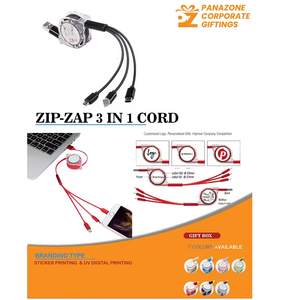 Câble de charge et de données universel 3 en 1 Zip Zap compatible avec les appareils de type C et Micro USB - Product Image 4
