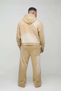 Vintage Men <b>Hoodie</b> and Sweatpants Tracksuit Sunfaded Acid Wash Two Piece Set Custom DTG Screen Print Jogging Outfit OEM 2025 - Product Image 2