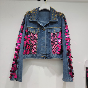 Tendance haute qualité manches régulières femme Denim veste Jeans camionneur veste pour femmes filles veste pour dames - Product Image 4