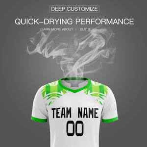 Maillot de football personnalisé en gros de haute qualité 100% polyester blanc et vert, ensemble complet d'uniformes de football respirant et à séchage rapide - Product Image 5