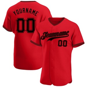 Camiseta de béisbol auténtica roja negra personalizada ropa de equipo personalizada más vendida - Product Image 1