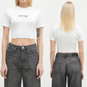 T-shirts personnalisés pour femmes, crop top, 100% coton jersey, t-shirt de sport, crop top, tee-shirt à manches courtes, crop top imprimé, broderie - Product Image 1