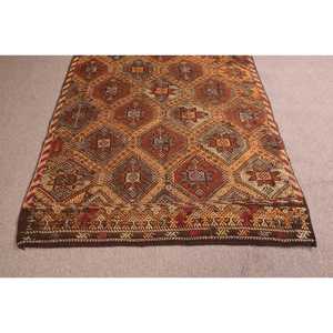 5.1x7.5 ft Vintage Area Rug, <b>Brown</b> Orange Turkish Ombr <b>Wool</b> Rug - Product Image 5