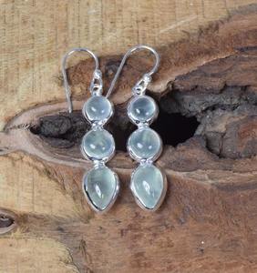 Pendientes de Plata de Ley 925 con forma redonda para mujeres y niñas, pendientes de piedras preciosas de Prehnita, Pendientes colgantes, joyería de plata - Product Image 4