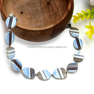 El mejor estilo creativo Premium Owyhee Blue Opal Smooth Slice Shape Gemstone Beads 9x11mm 47.5ct Strand Use Making Top Gift - Product Image 2