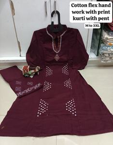 Vente en gros été 2 pièces coton A-ligne travail Kurti pantalon ensemble long co-ord pour femmes indien pakistanais vêtements fabricant salwar - Product Image 4