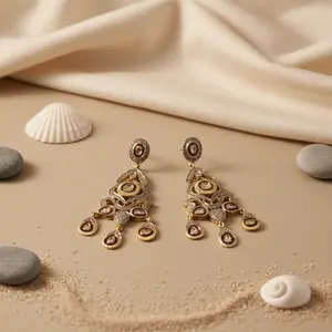 Boucles d'oreilles en diamant pour femmes avec plaqué or, accessoire de bijoux élégant - Product Image 2