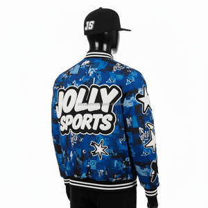 Blouson aviateur pour homme Premium 320GSM tissu polyester et coton épais blouson aviateur avec broderie sur patch bleu et logo personnalisé pour homme - Product Image 4