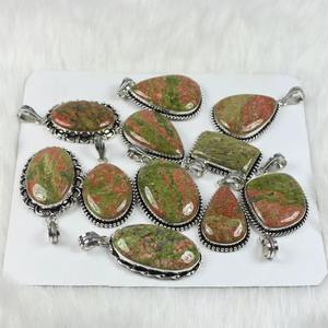 เครื่องประดับคริสมาสต์ขายส่งจี้แจสเปอร์ unakite เครื่องประดับจี้ชุบเงินเครื่องประดับผู้หญิงฝา COLLET จี้แฟชั่น - Product Image 6