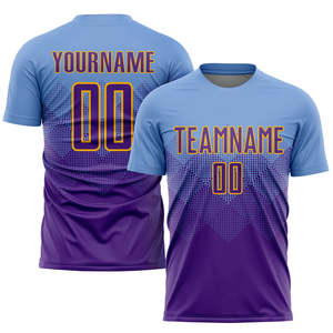 เสื้อฟุตบอลแบบซับลิเมชั่นสั่งทำพิเศษ 100% โพลีเอสเตอร์ สำหรับทุกเพศ ขายส่ง ชุดฟุตบอลแห้งเร็ว ระบายอากาศได้ดี ชุดกีฬาแบบปรับแต่งได้ - Product Image 1