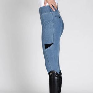 กางเกงขี่ม้าผ้ายีนส์แบบพรีเมี่ยมสำหรับผู้หญิงเสื้อผ้ายืดได้4ทางกางเกงเลกกิ้งสำหรับขี่ม้าขายส่ง - Product Image 2