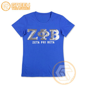 Camiseta de Algodón de Alta Calidad Personalizada al por Mayor de Zeta Phi Beta, Ropa Femenina de Hermandad, Transpirable, de Manga Corta - Product Image 1