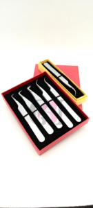 Professionnel nouveau 90 degrés argent poudre revêtement incurvé Extension de cils pince à épiler en acier inoxydable Logo personnalisé Instrument de beauté - Product Image 4