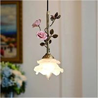Lustre Rose Française à Hauteur Réglable, LED Intégrée, en Cuivre Massif, pour Salle à Manger, Chambre, Chevet, Bureau, Décoration Vintage pour la Maison