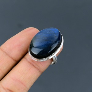 Anillo de bodas Sólido 925 Joyas de plata esterlina Fuego azul natural Labradorita Piedra preciosa Anillo hecho a mano 925 Sello Joyería de plata - Product Image 5