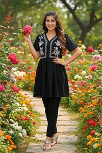 Nuevo diseño de kurti corto de tela georgette pesada para mujer o niña, ideal para el día a día, fiestas de oficina o rutinas especiales. - Product Image 2