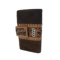 Dompet Wanita Kulit Sapi Argentina Gaya Barat, Motif Bunga, Panjang, Dengan Ritsleting, Tahan Lama, Kapasitas Besar, Dapat Dilipat, Lembut