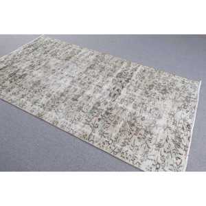 4.5x8.1 ft Turkish Rug, Vintage Area Rug, Gray <b>Brown</b> Striped Rug - Product Image 2