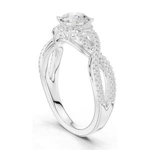 Bague de fiançailles torsadée avec diamant de laboratoire rond taille brillant de 1,22 carat, clarté VVS-VS EF, or 18 carats, 14 carats, 10 carats et argent 925 - Product Image 5