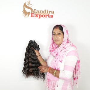 Venta al por mayor 100% sin procesar cutícula alineada templo indio extensiones de cabello humano virgen negro ondulado Paquete de proveedor mejor - Product Image 5