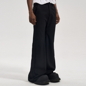 Pantalons évasés personnalisés OEM pour hommes, vêtements de rue d'extérieur, coton noir, pantalons évasés vierges pour hommes - Product Image 2