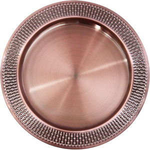 Plato de Metal para debajo de los platos, cena redonda de acero inoxidable, cargador dorado para boda, gran oferta - Product Image 4