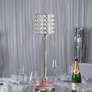 Hot Party Décoratif En Métal Cristal Perlé Bougeoir Titulaire De Table De Mariage Décoratif En Métal Designer À La Main Bougeoir - Product Image 2