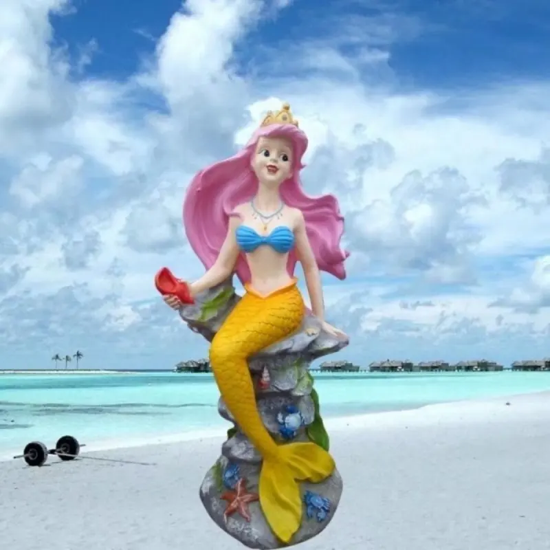 Cartoon Mermaid Fiberglass Material Outdoor Park Decoration Starfish Sculpture Outdoor Fiberglass Statue The Underwater World