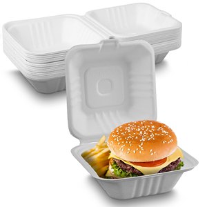 Boîte à lunch à clapet jetable biodégradable de 10 ''Récipient alimentaire pour hamburger écologique Bagasse pour hamburger à usage unique - Product Image 3